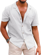 Men's Woven Linen Loose Lapel Shirt - Stormyjay