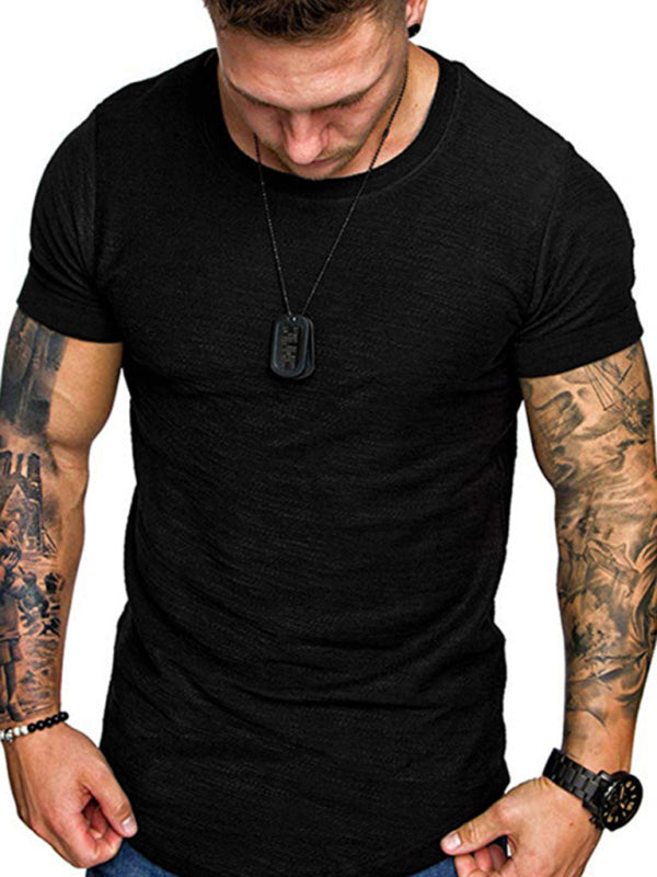 Short-sleeved T-shirt bamboo cotton solid color round neck T-shirt men's bottoming shirt - Stormyjay