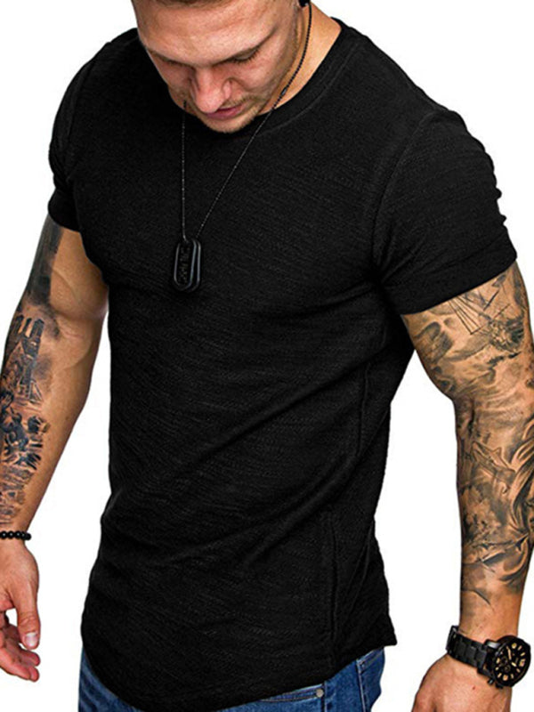 Short-sleeved T-shirt bamboo cotton solid color round neck T-shirt men's bottoming shirt - Stormyjay