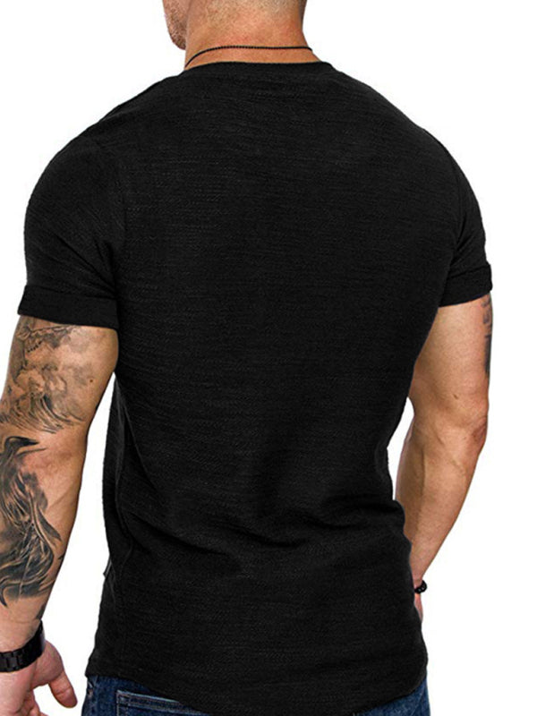 Short-sleeved T-shirt bamboo cotton solid color round neck T-shirt men's bottoming shirt - Stormyjay