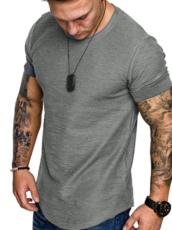 Short-sleeved T-shirt bamboo cotton solid color round neck T-shirt men's bottoming shirt - Stormyjay