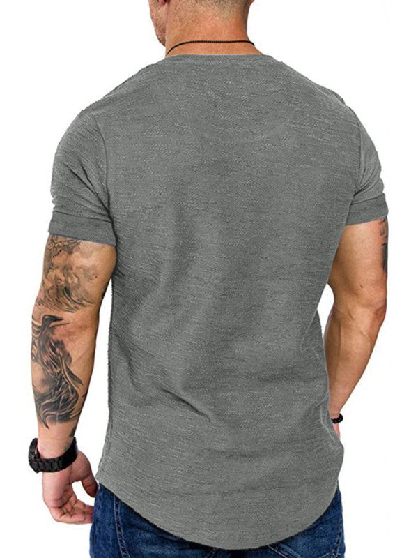 Short-sleeved T-shirt bamboo cotton solid color round neck T-shirt men's bottoming shirt - Stormyjay