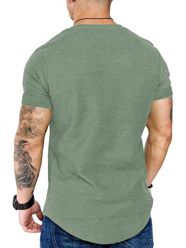 Short-sleeved T-shirt bamboo cotton solid color round neck T-shirt men's bottoming shirt - Stormyjay