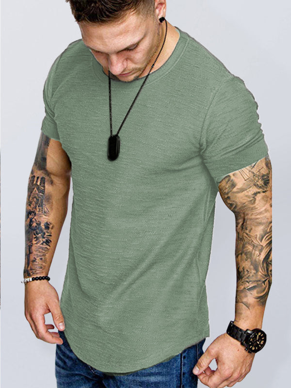 Short-sleeved T-shirt bamboo cotton solid color round neck T-shirt men's bottoming shirt - Stormyjay