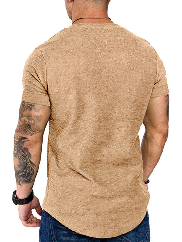 Short-sleeved T-shirt bamboo cotton solid color round neck T-shirt men's bottoming shirt - Stormyjay