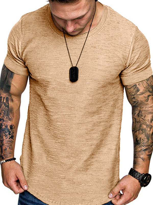 Short-sleeved T-shirt bamboo cotton solid color round neck T-shirt men's bottoming shirt - Stormyjay