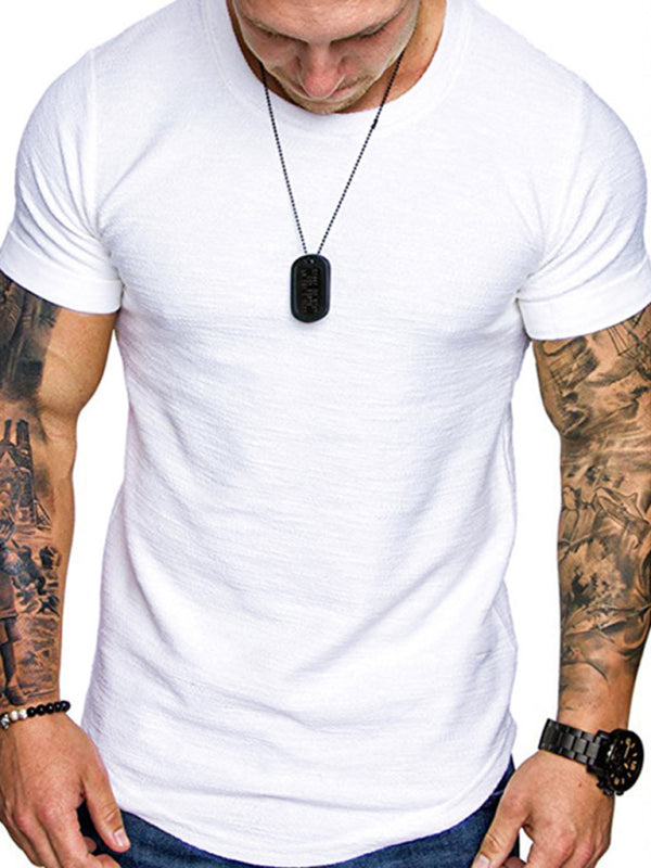 Short-sleeved T-shirt bamboo cotton solid color round neck T-shirt men's bottoming shirt - Stormyjay