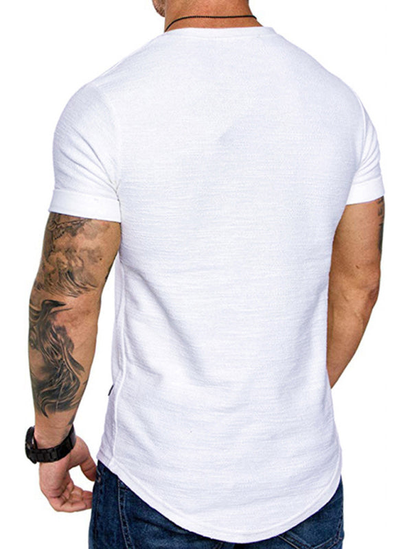 Short-sleeved T-shirt bamboo cotton solid color round neck T-shirt men's bottoming shirt - Stormyjay