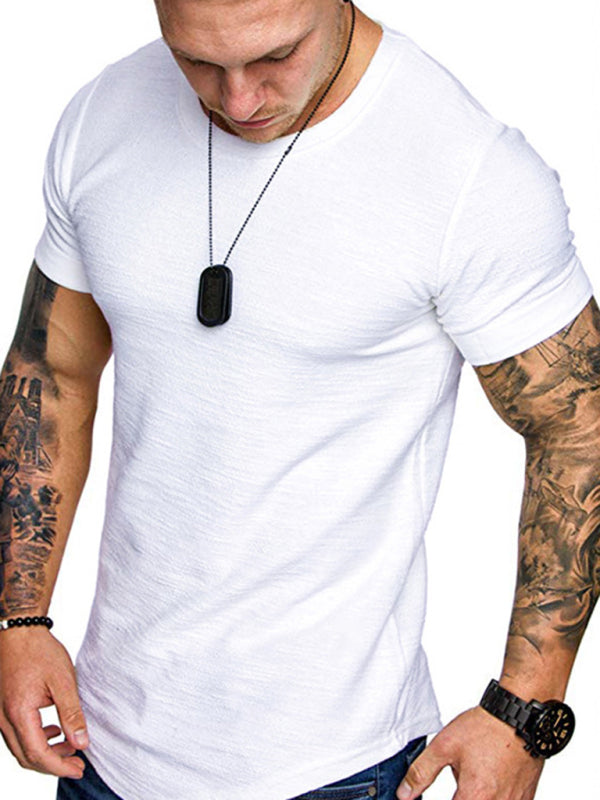 Short-sleeved T-shirt bamboo cotton solid color round neck T-shirt men's bottoming shirt - Stormyjay