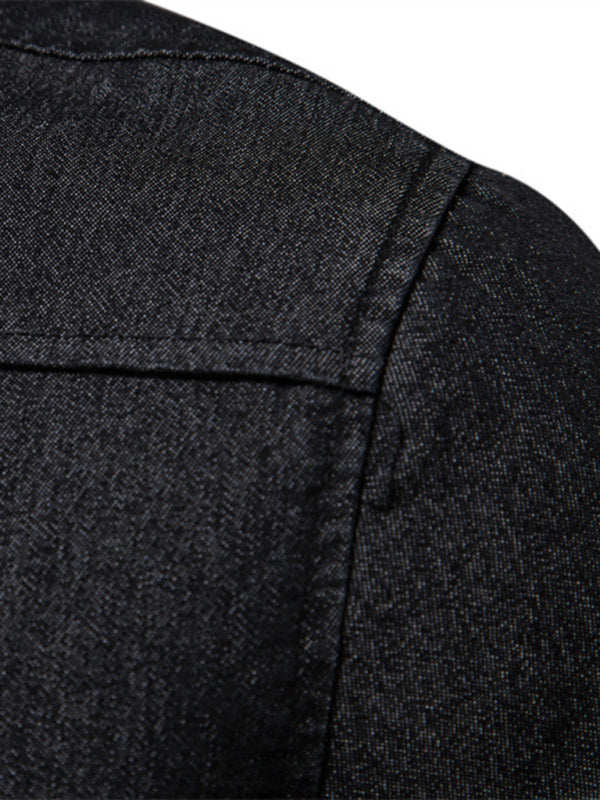 Denim non-iron shirt men's casual solid color non-iron men's long-sleeved shirt - Stormyjay