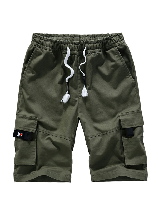 Men's Solid Color Casual Multi-Pocket Cargo Shorts - Stormyjay