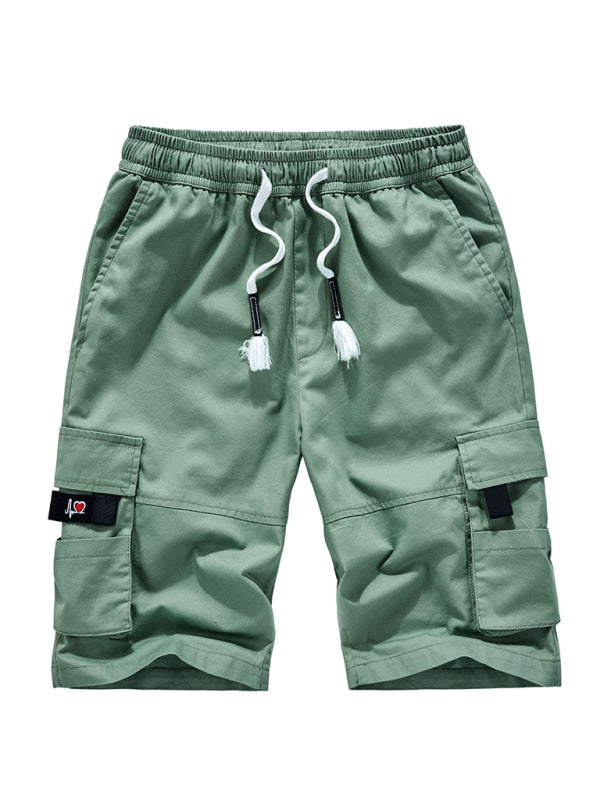 Men's Solid Color Casual Multi-Pocket Cargo Shorts - Stormyjay