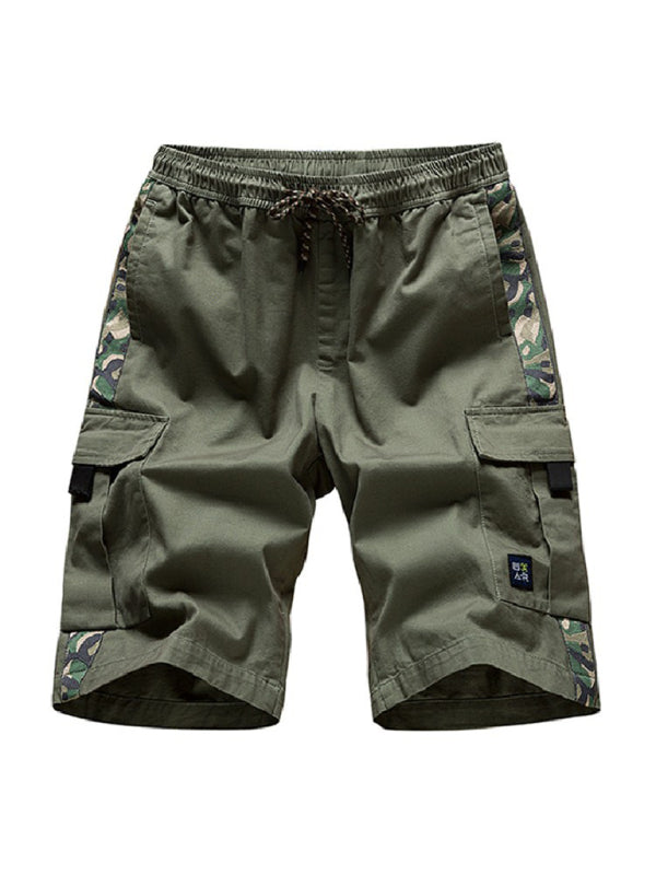 Men's Camouflage Print Panel Multi Cargo Shorts - Stormyjay