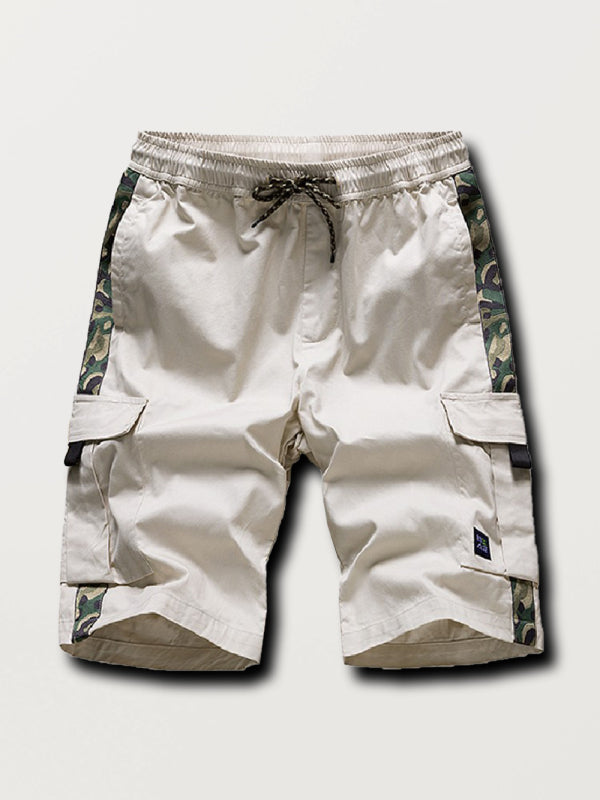 Men's Camouflage Print Panel Multi Cargo Shorts - Stormyjay