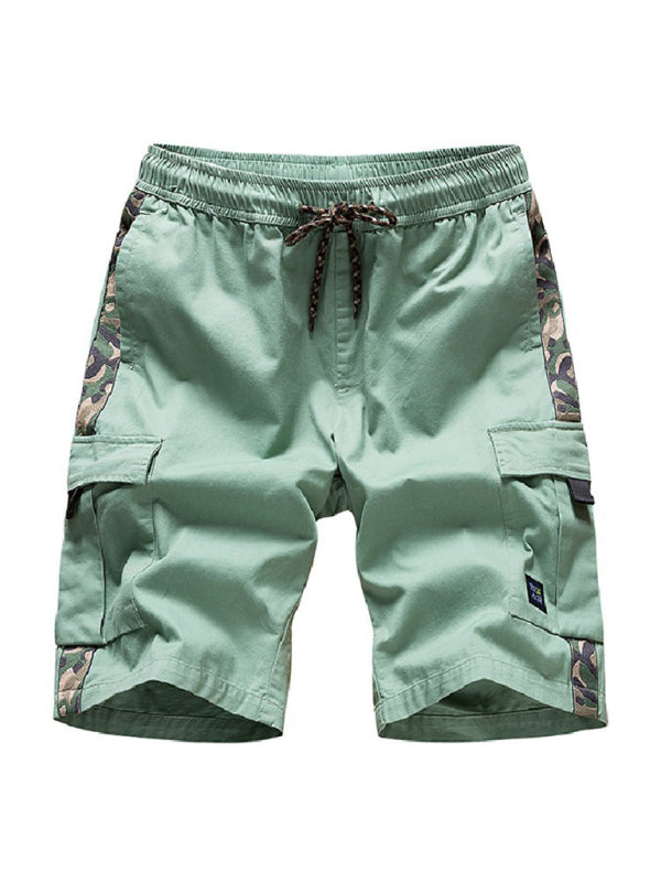 Men's Camouflage Print Panel Multi Cargo Shorts - Stormyjay