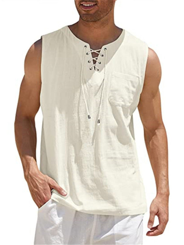 Men's Woven Tie Stand Collar Pullover Vest - Stormyjay