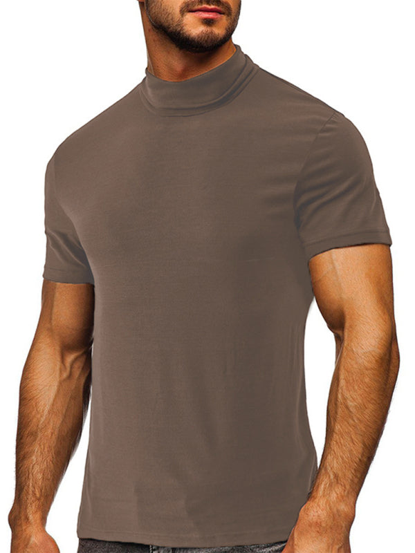 Men's turtleneck all-match bottoming short-sleeved t-shirt - Stormyjay