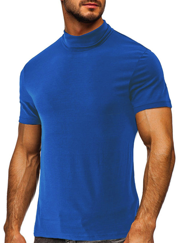 Men's turtleneck all-match bottoming short-sleeved t-shirt - Stormyjay