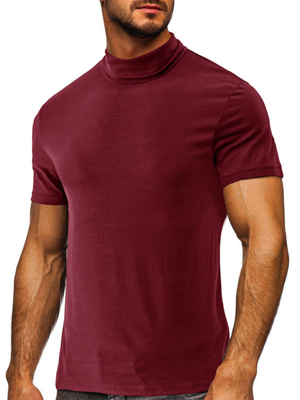 Men's turtleneck all-match bottoming short-sleeved t-shirt - Stormyjay