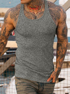 Knitted Vertical Stripes Fitness Sports Slim Vest Men's Racerback Vest - Stormyjay