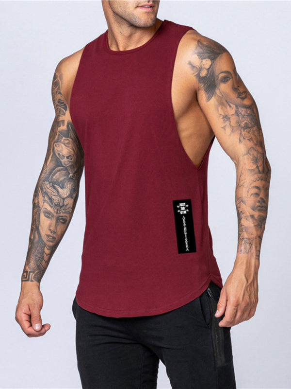 Men's Solid Color Round Neck Casual Breathable Slim Fit Sports Vest - Stormyjay