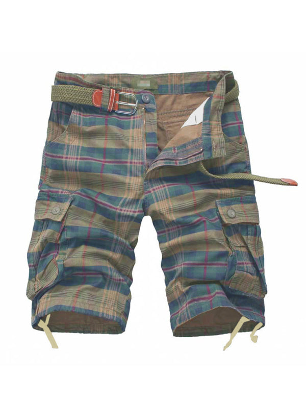 Cargo Shorts Men's Sweatpants Half Pocket Plaid Shorts - Stormyjay