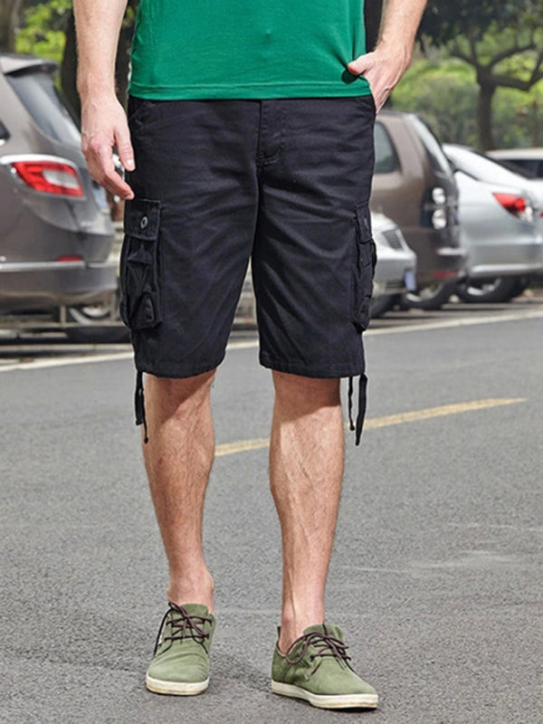 Straight Leg Cropped Pants Men's Loose Casual Pants Outdoor Sports Cargo Shorts (Without Belt) - Stormyjay