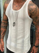 Thin Sleeveless Men's Vest White Mesh Hollow Sports Top - Stormyjay