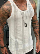 Thin Sleeveless Men's Vest White Mesh Hollow Sports Top - Stormyjay