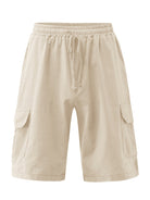 Linen Shorts Multi Pocket Tether Men's Beach Cargo Pants - Stormyjay