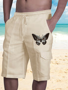 Linen Shorts Multi Pocket Tether Men's Beach Cargo Pants - Stormyjay