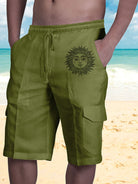 Linen Shorts Multi Pocket Tether Men's Beach Cargo Pants - Stormyjay