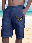 Linen Shorts Multi Pocket Tether Men's Beach Cargo Pants - Stormyjay