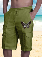 Linen Shorts Multi Pocket Tether Men's Beach Cargo Pants - Stormyjay