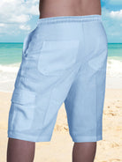 Linen Shorts Multi Pocket Tether Men's Beach Cargo Pants - Stormyjay