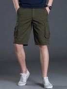 New Thin Workwear Shorts Solid Color Loose Multi-Pocket Straight Casual Pants - Stormyjay