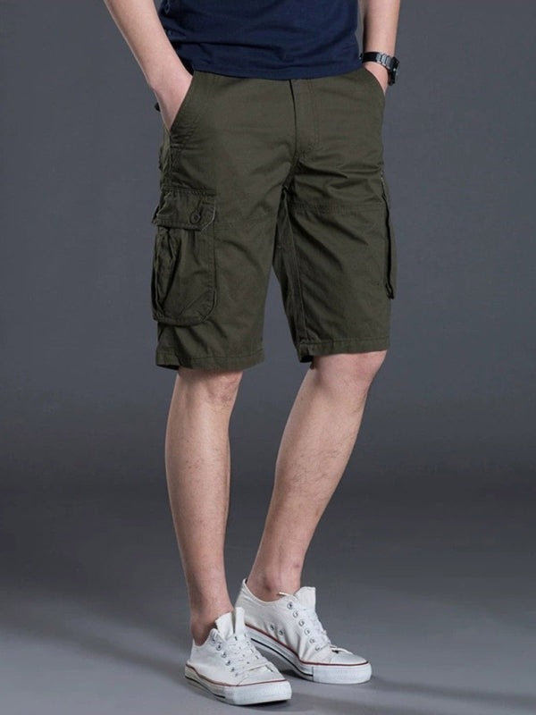 New Thin Workwear Shorts Solid Color Loose Multi-Pocket Straight Casual Pants - Stormyjay