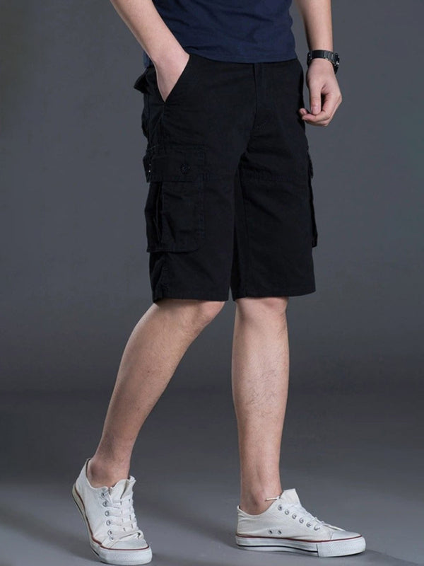 New Thin Workwear Shorts Solid Color Loose Multi-Pocket Straight Casual Pants - Stormyjay