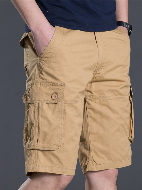 New Thin Workwear Shorts Solid Color Loose Multi-Pocket Straight Casual Pants - Stormyjay