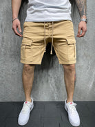 Street solid color casual five-point pants woven casual multi-pocket tether cargo shorts - Stormyjay