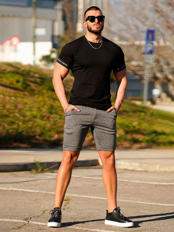 men's skinny plaid plus size casual shorts - Stormyjay