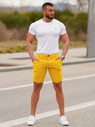 men's skinny plaid plus size casual shorts - Stormyjay