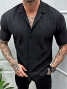 Men's new solid color short-sleeved shirt men's casual cardigan - Stormyjay