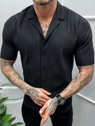 Men's new solid color short-sleeved shirt men's casual cardigan - Stormyjay