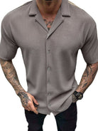 Men's new solid color short-sleeved shirt men's casual cardigan - Stormyjay