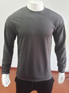 New men's solid color waffle all-match thin round neck long-sleeved sweater - Stormyjay