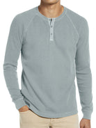 New Men's Round Neck Waffle Henley Shirt - Stormyjay