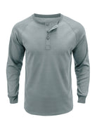 New Men's Round Neck Waffle Henley Shirt - Stormyjay