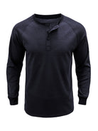 New Men's Round Neck Waffle Henley Shirt - Stormyjay