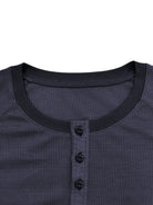 New Men's Round Neck Waffle Henley Shirt - Stormyjay